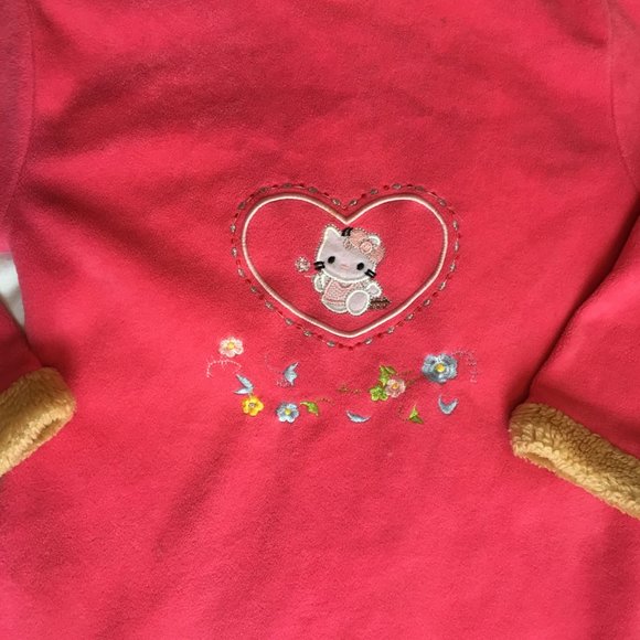 Hello Kitty Character Girl's Nightgown Dress Warm Fleece Pajamas Pink Vtg Sz 7 - Picture 4 of 10